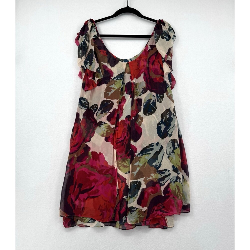 Diane Von Furstenberg Vintage Rose Elenka Silk Mini Ruffle Layer Dress Size 10